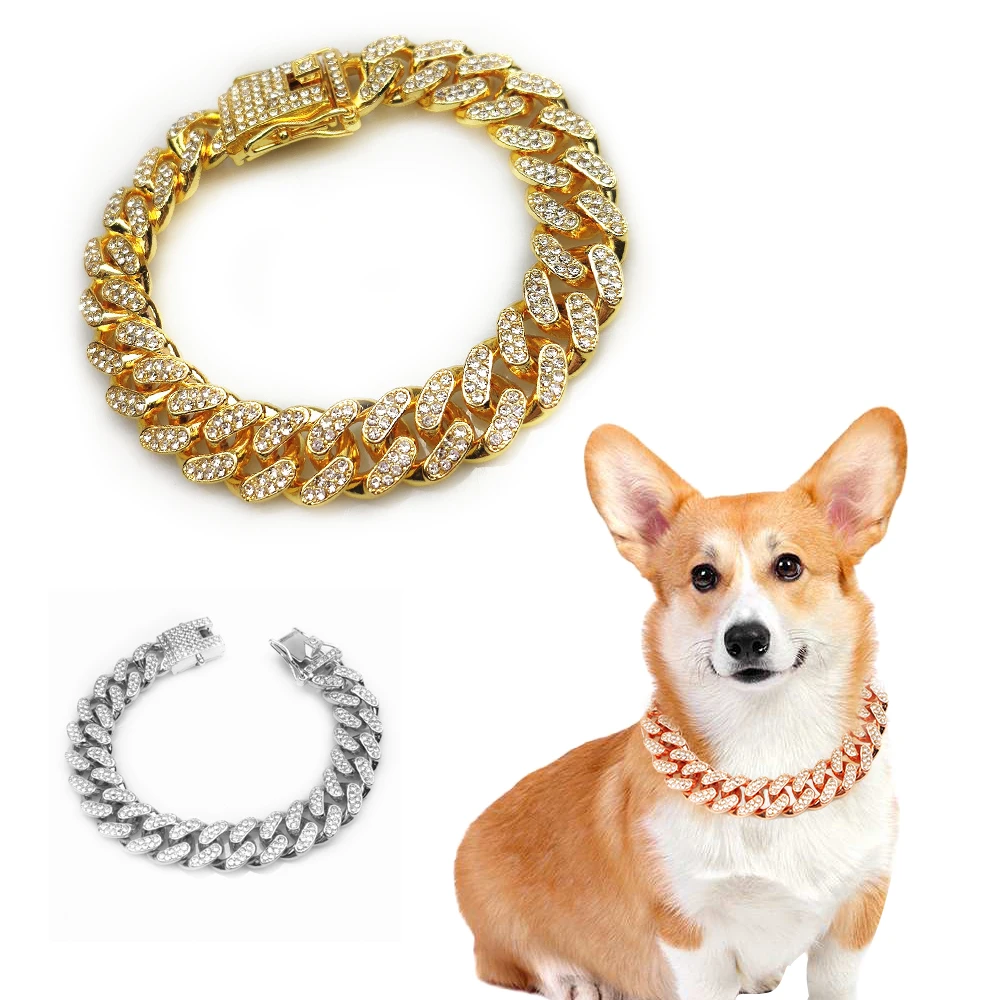 Chain Quick Link - Strass Hund Kette Halsband Metall Starke